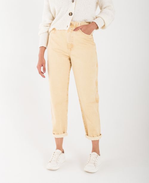 Pantalón para mujer amarillo Baggy tiro súper alto deslavado