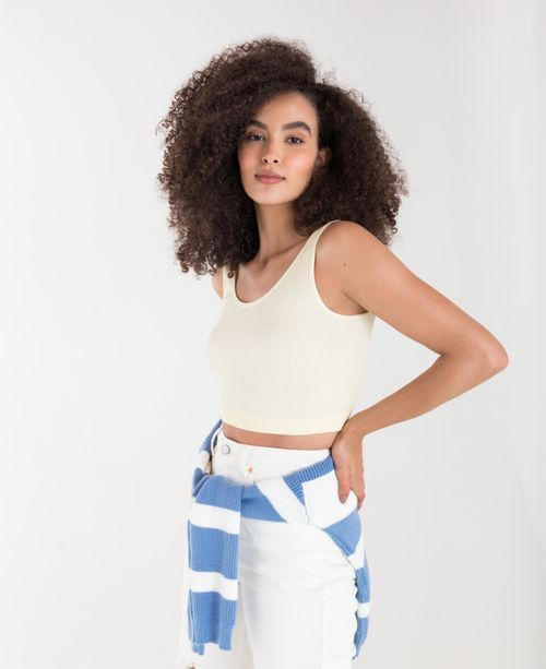 Camiseta para mujer amarilla manga sisa cropped
