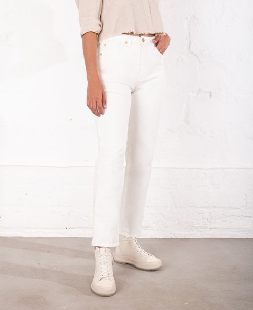 Jean para mujer crudo Straight tiro súper alto clásico