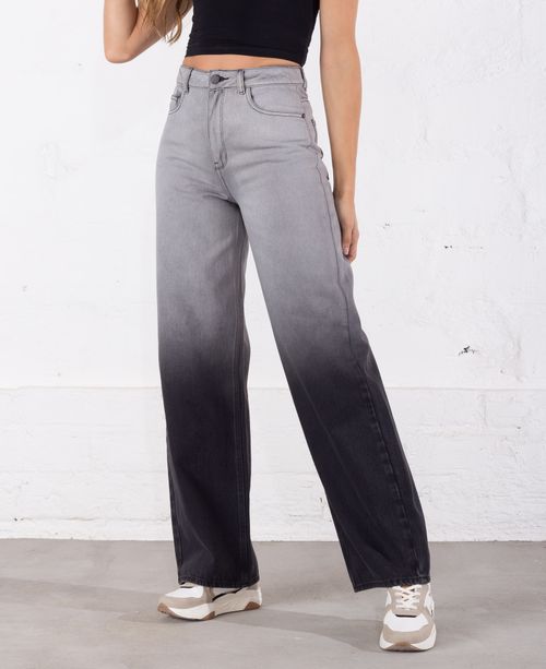Jean para mujer negro Wide Leg Long tiro súper alto con diseño degradé