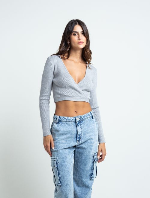 Camiseta tejida cuello en V