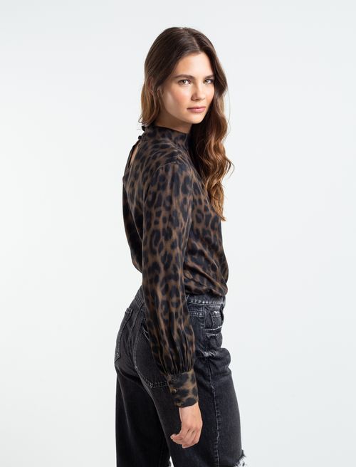 Camisa de animal print manga larga