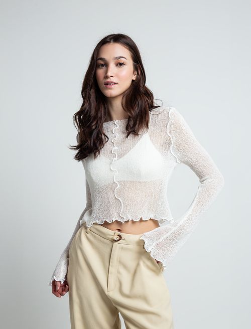 Camiseta tejida con transparencia