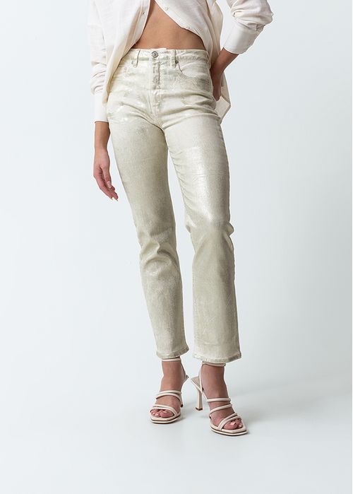 Pantalón con efecto metalizado