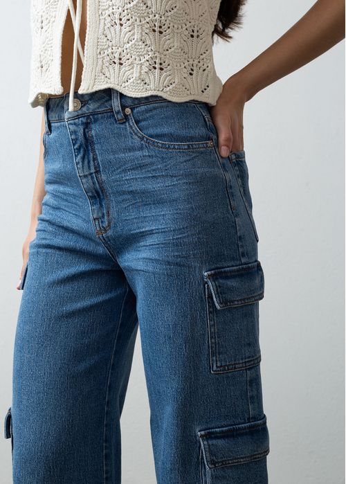 Jean Wide Leg con bolsillos tipo cargo