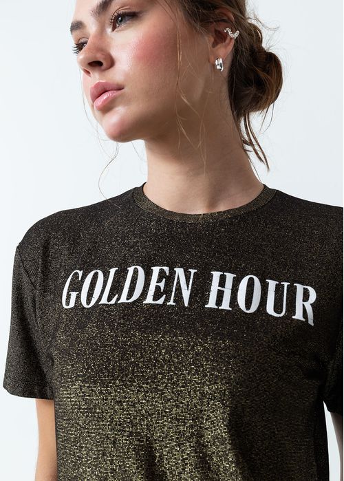 Camiseta de tela con efecto brillo