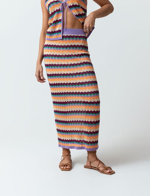 Falda tejida multicolor