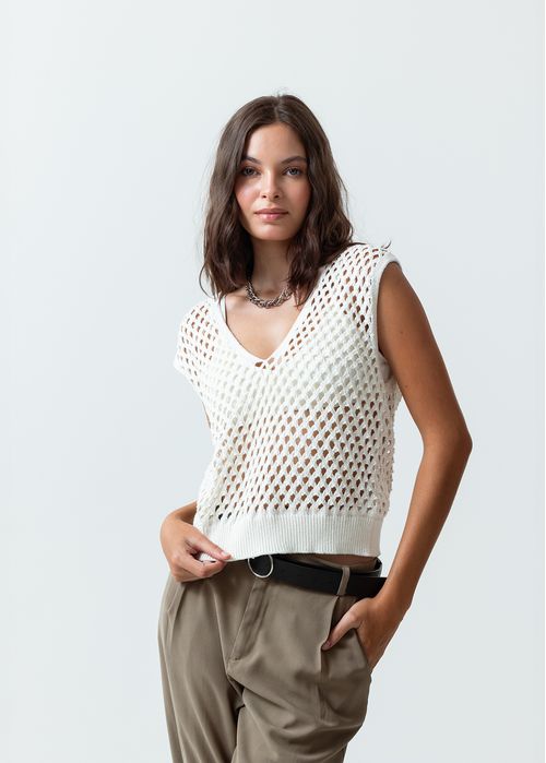 Camisa tejida de cuello en V