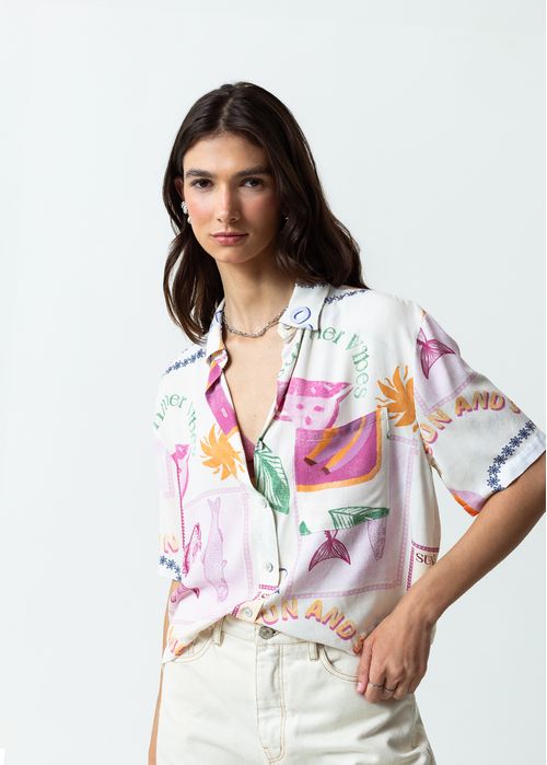 Camisa con estampados multicolor
