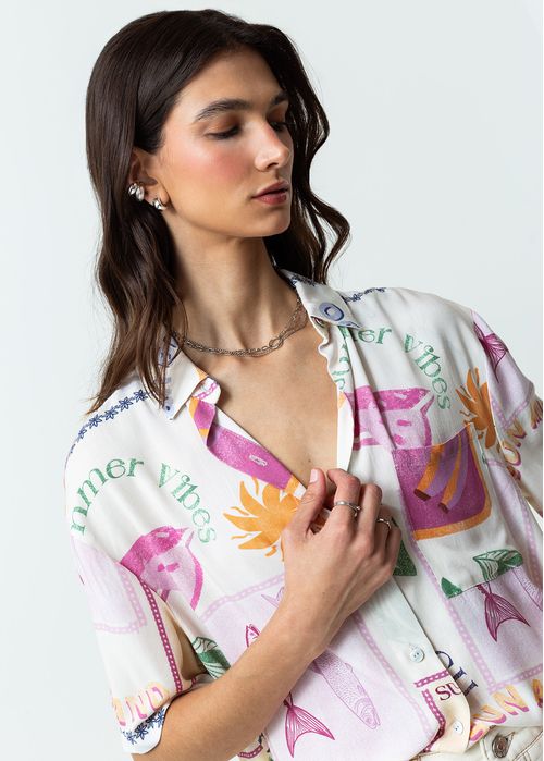 Camisa con estampados multicolor
