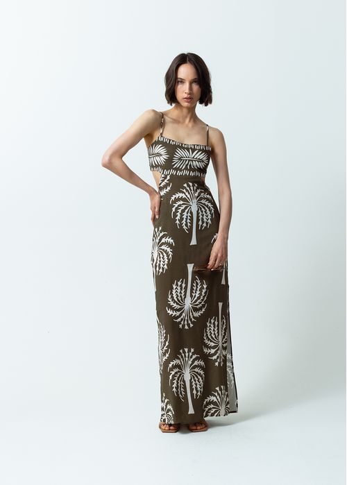 Vestido con estampado de palmeras