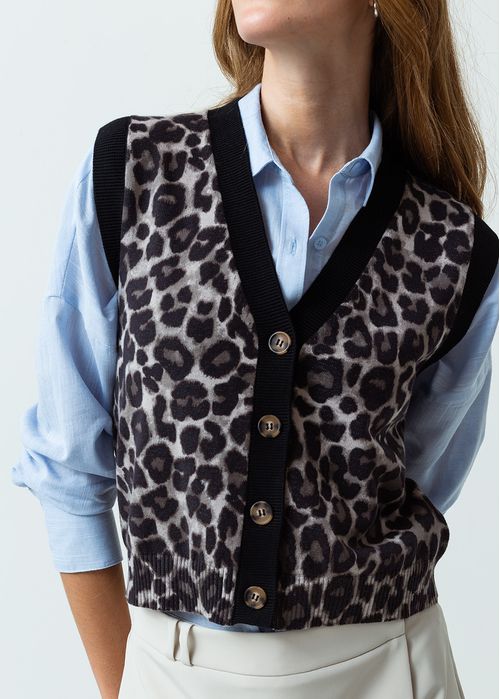 Chaleco tejido de animal print