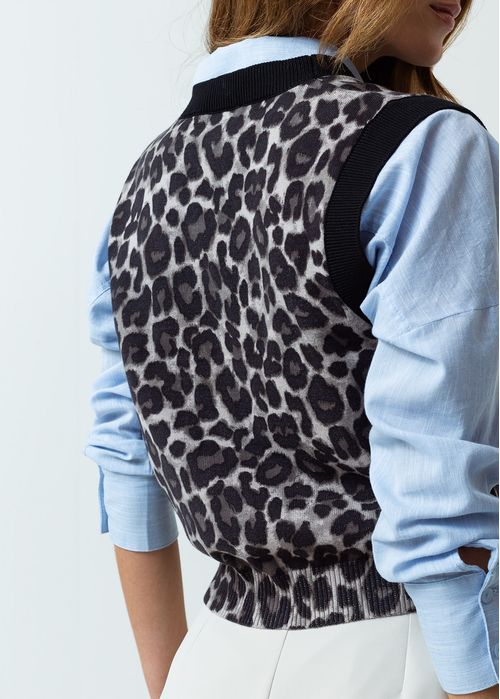 Chaleco tejido de animal print