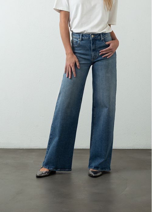 Jean Wide Leg Long tiro medio