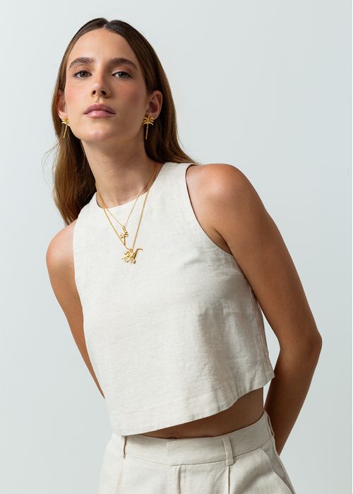 Camisa manga sisa en efecto lino