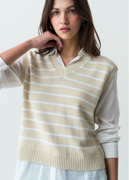 Camisa manga larga con pieza tejida