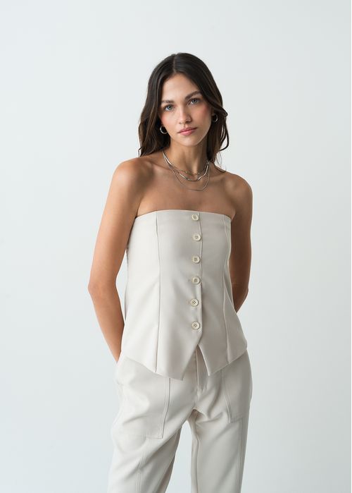 Camisa strapless con botones
