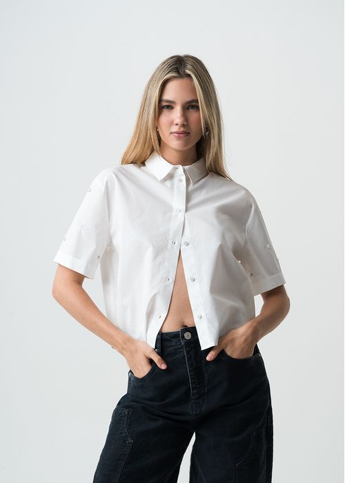 Camisa manga corta con apliques
