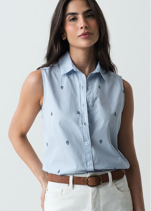 Camisa manga sisa con detalles bordados