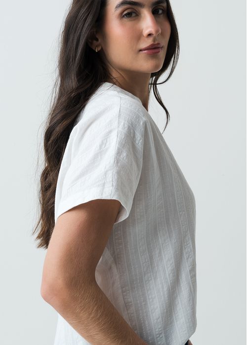 Camisa manga corta de tela con textura