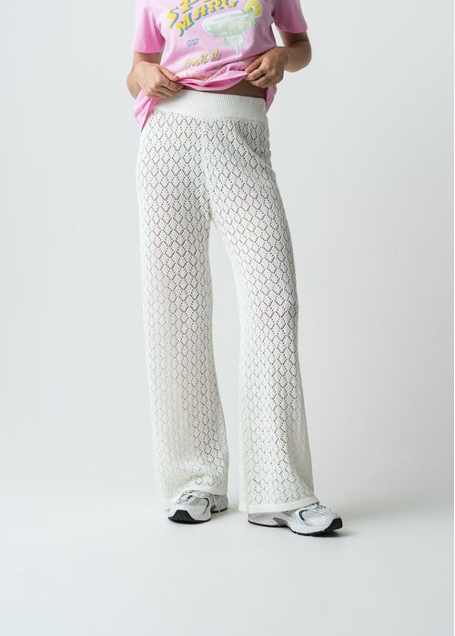 Pantalón Wide Leg Long tiro alto tejido
