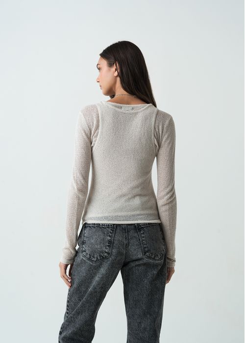 Camiseta manga larga con efecto tejido