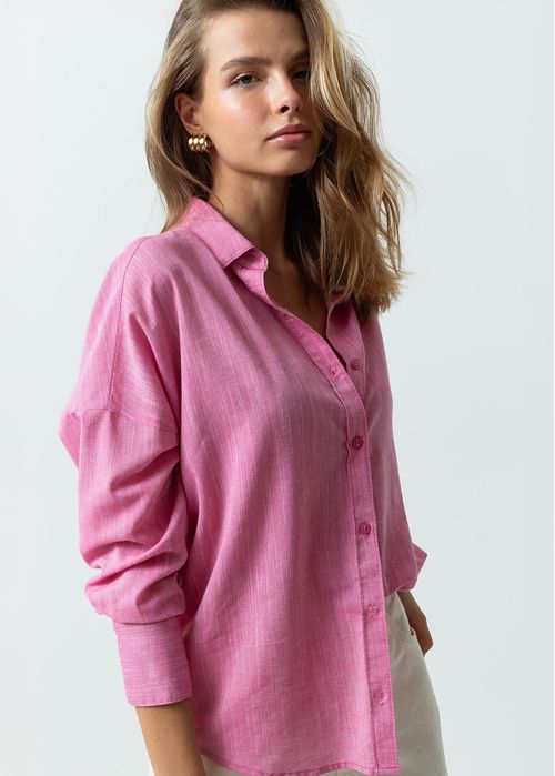 Camisa manga larga efecto lino