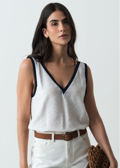 Camisa manga sisa con escote en V