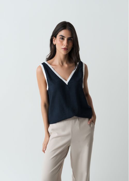 Camisa manga sisa con escote en V