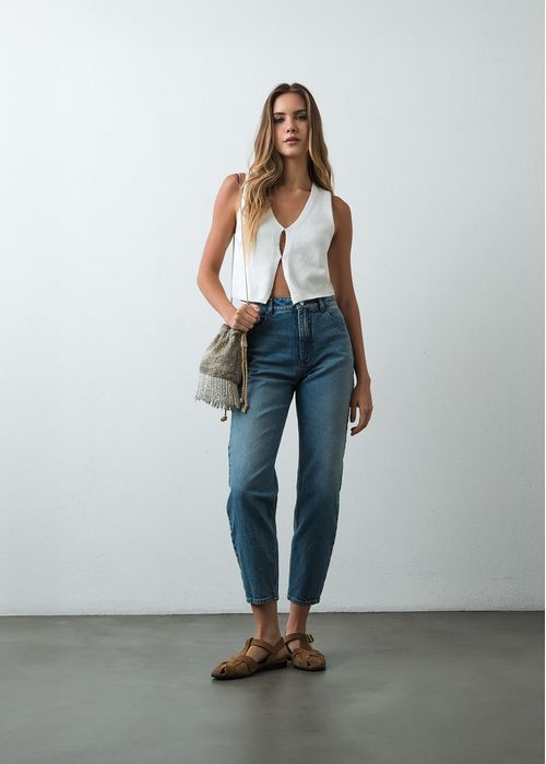 Jean Mom de tiro súper alto