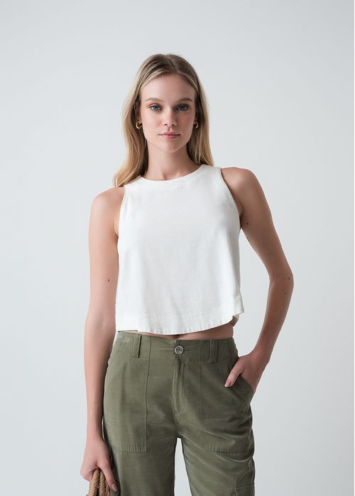 Camisa manga sisa con detalles bordados