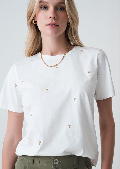 Camiseta manga corta con mini prints de palmeras