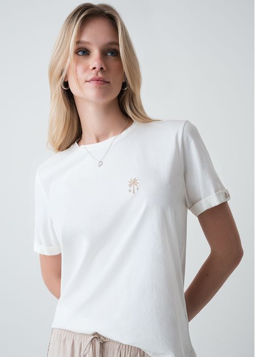 Camiseta manga corta con mini bordado de palmera
