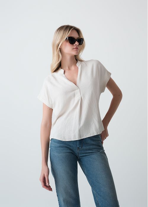 Camisa manga corta con escote en V