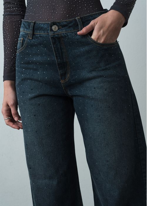 Jean Wide Leg con apliques