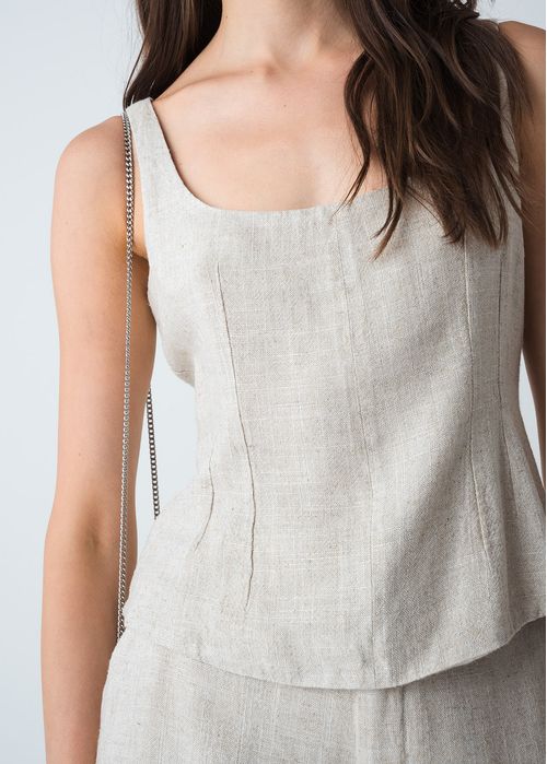 Camisa en lino de tiras