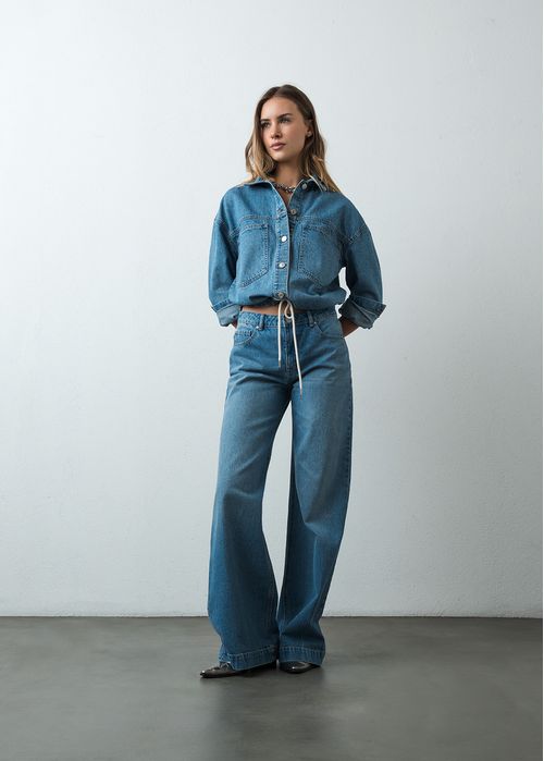 Jean Wide Leg tono claro