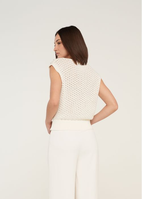 Camiseta tejida con perlas