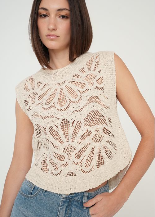 Camiseta tejida con flores