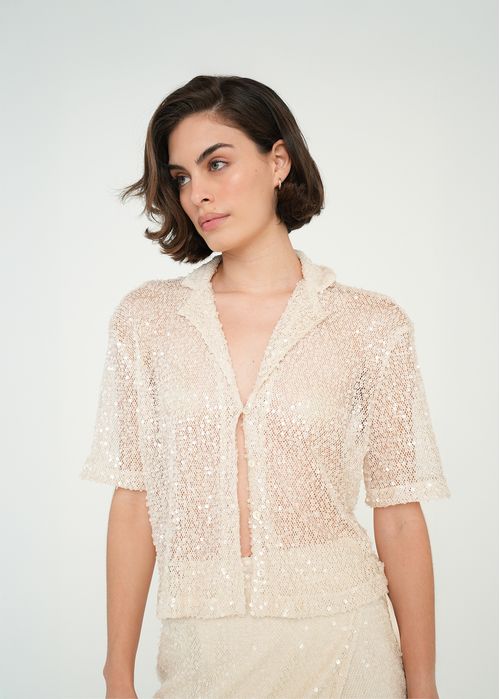 Camiseta manga corta con lentejuelas