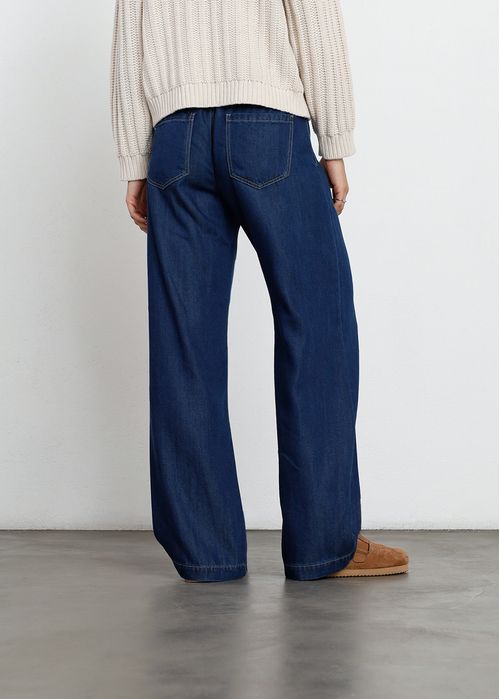 Jean Wide Leg tiro medio en denim liviano